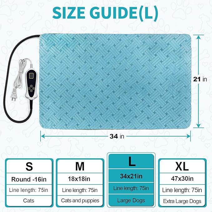 Dog Heating Pad 34x21inches, Pet Heating Pad - Image 7