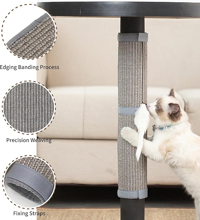 JanYoo 2 Pieces Cat Scratcher Cat Furniture Table Leg Protectors Sisal Cat - Image 3