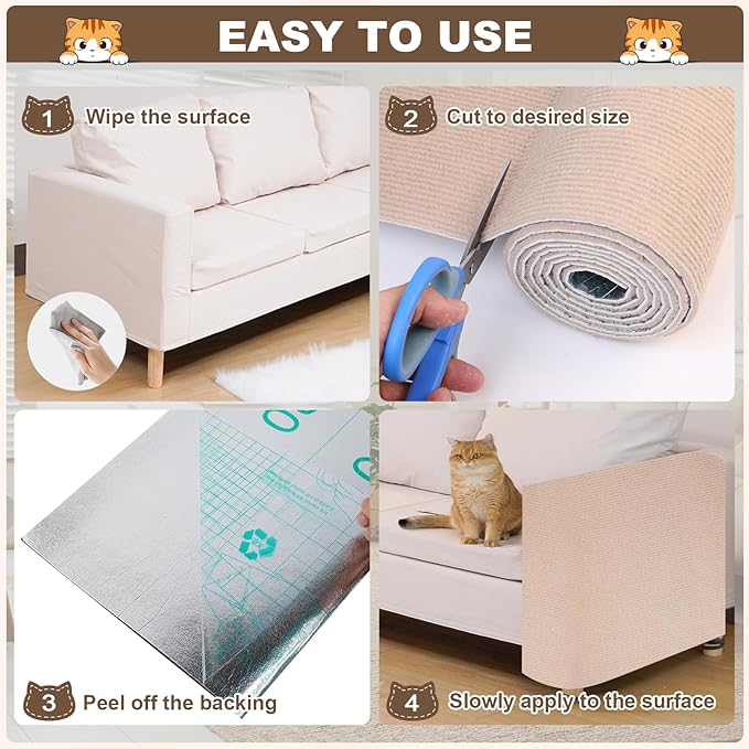Cat Scratch Furniture Protector, 78.7"x15.8" Trimmable Anti-Scratch Mat - Image 6