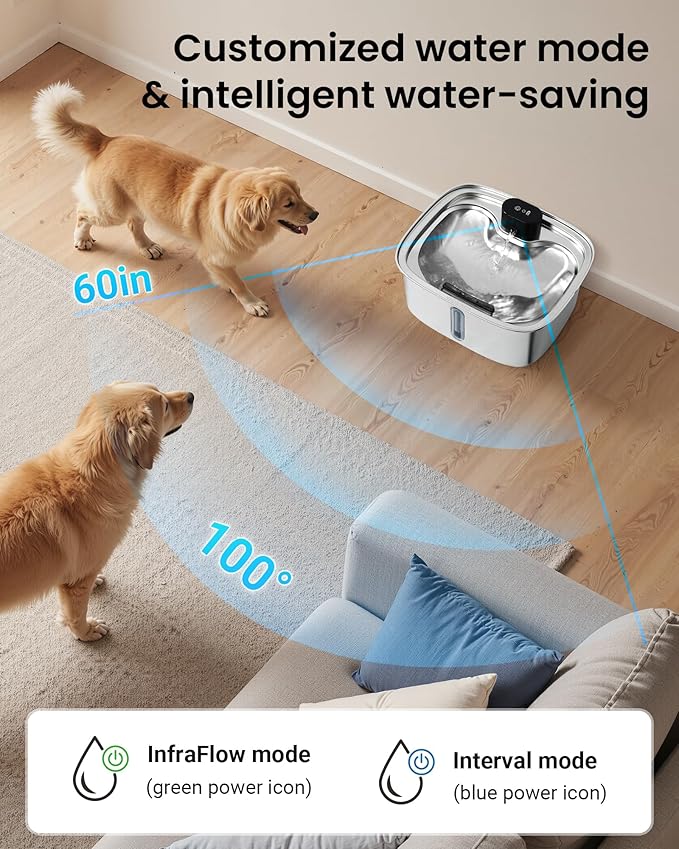 Smart Pet Water Fountain, 10L/338Oz Stainless Steel Cat Water Fountain - Image 5