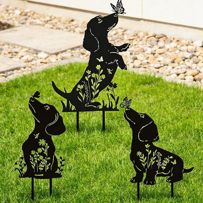Rngmsi Dachshund Dog Metal Garden Stakes Decor, Dachshund Black Silhouette - Image 6