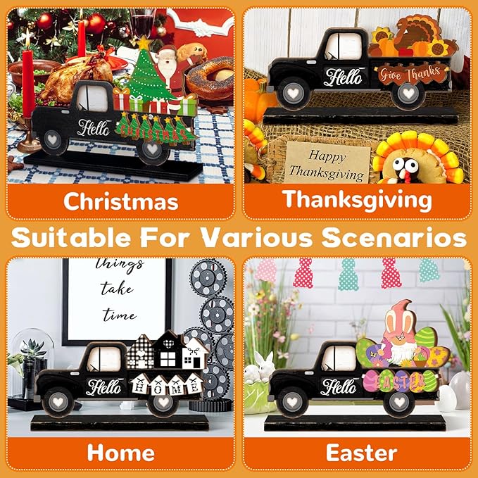 34 Pcs Small Interchangeable Patriotic Truck Decor 4th of July Table - Image 6