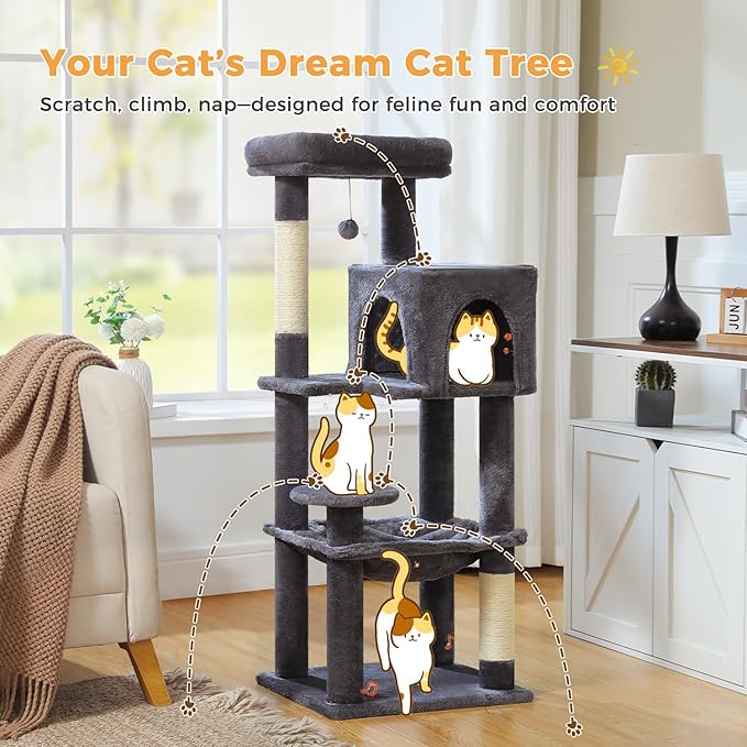 MUTTROS Cat Tree for Indoor Cats, 44.5" Multi-Level Cat Tower - Image 2