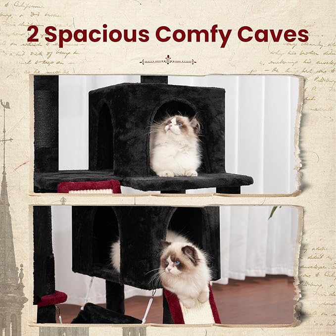Gitelsnour Cat Tree for Indoor Cats, Gothic Sturdy Cat Tree House - Image 4
