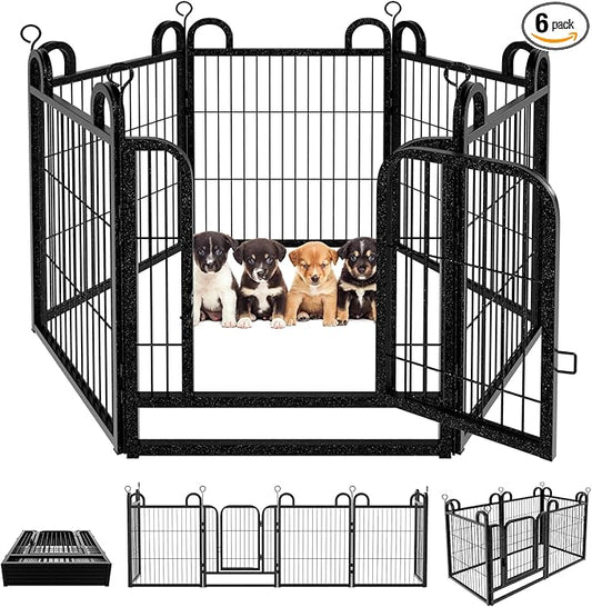 Puppy Playpen 6 Panels Small Dog Fence Outdoor Indoor Use 24" Height Anti-Rust by Committedtobetterpetlife