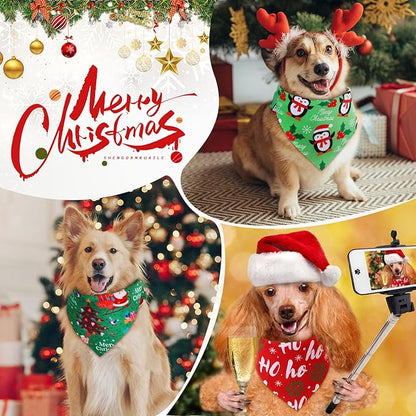 Preboun 50 Pcs Christmas Dog Bandanas Bulk Red and Green Bandanas - Image 4
