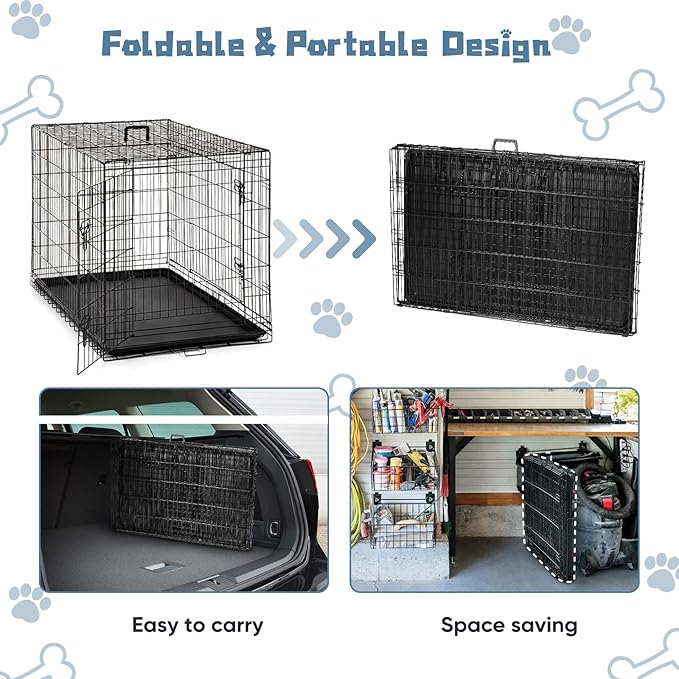 DUMOS Dog Crate, 48 Inch Extra Large Double Door Dogs Cage - Image 7
