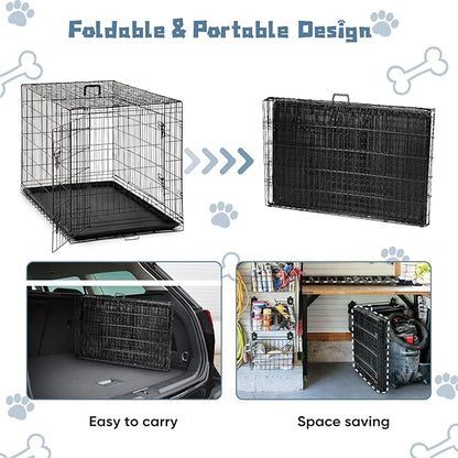 DUMOS Dog Crate, 48 Inch Large Double Door Dog Cage - Image 7