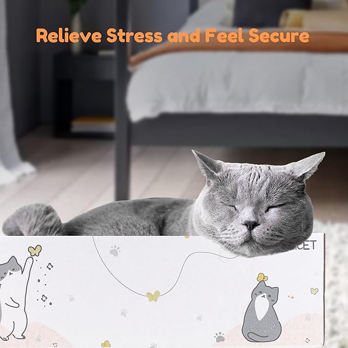 PatiencET Cat Scratch Pad with Box, 4 Pack Cardboard Cat Scratcher Lounge Bed - Image 7