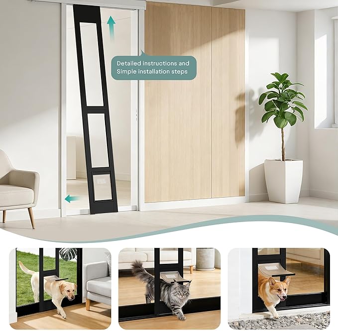 Sliding Glass Door Pet Door Insert – No-Cut, All-Metal Frame & Magnetic Flat - Image 6