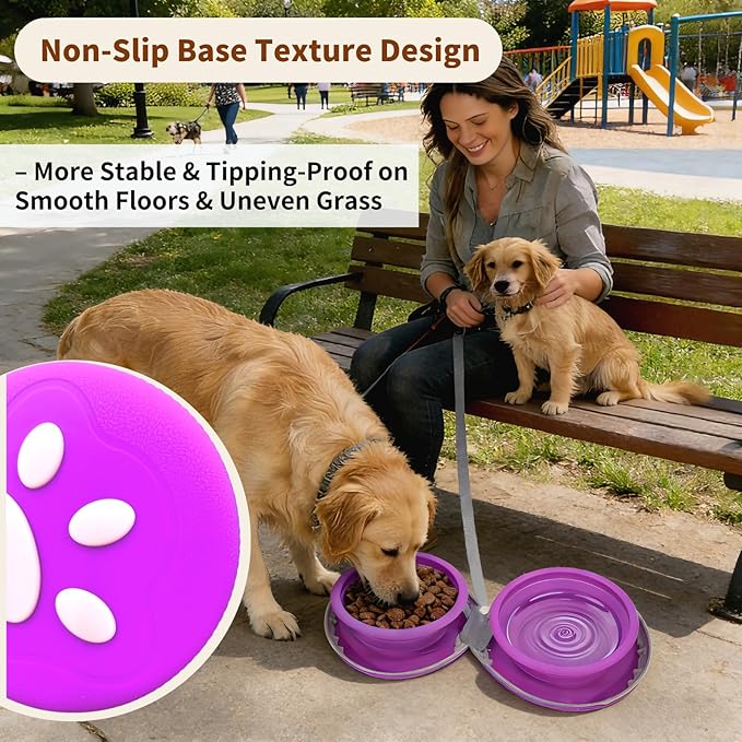 Collapsible Dog Bowls, 2-in-1 Silicone Pet Food and Water Bowl - Image 4