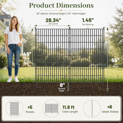 5 Panels No Dig Decorative Outdoor Garden Fence - Image 2