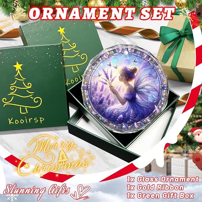 Stained Glass Fairy Christmas Ornaments, Elegant Christmas Tree Ornaments - Image 3