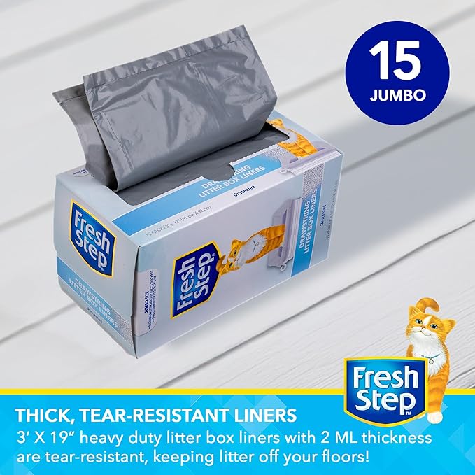 Fresh Step Jumbo Drawstring Cat Litter Box Liners X-Large Oval Rectangle Pans - Image 2