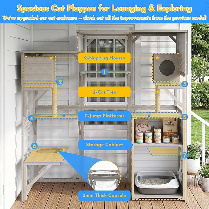 Ketive Catio Outdoor Cat Enclosure Large Walk-in Cat House - Image 3
