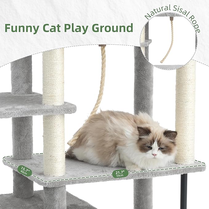 Gitelsnour Cat Tree for Indoor Cats Large Adult, 70.5'' Cat Tower - Image 3