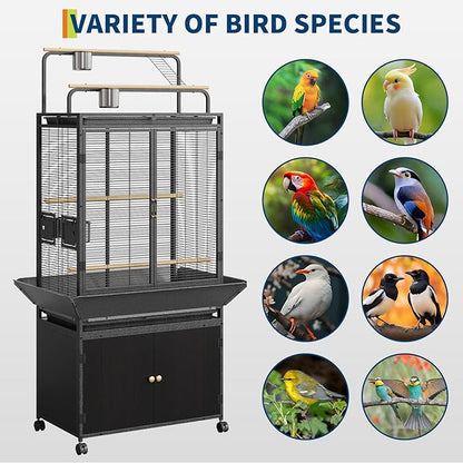 Large Bird Cage, Wood Parakeet Cage - Image 7