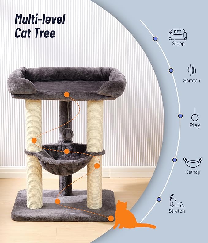 Happi N Pets 28" Cat Tree, Large Bed - Image 3