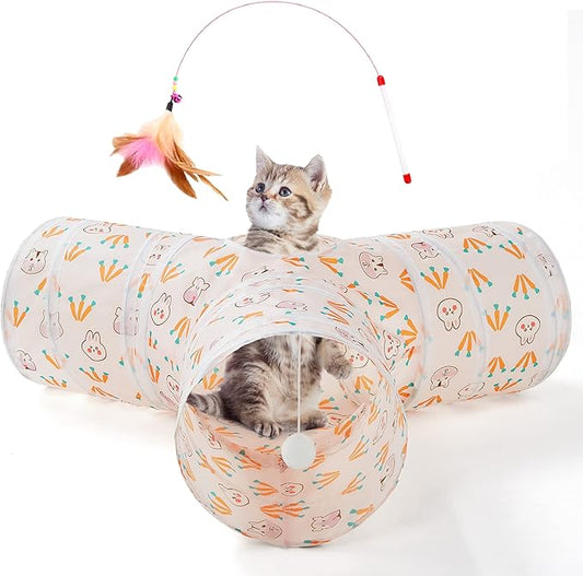 Tempcore Pet Tunnel Tube Toys 3 Way Collapsible, Cat Tunnels by Tempcore