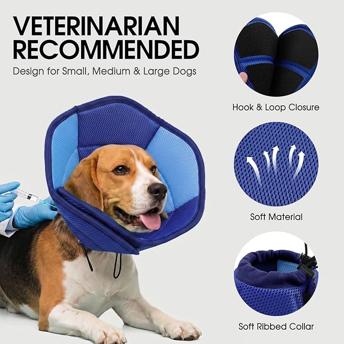 Dog Cones for Large Dogs, Soft Pet Cone Stop Licking After Surgery, Adjustable - Image 3
