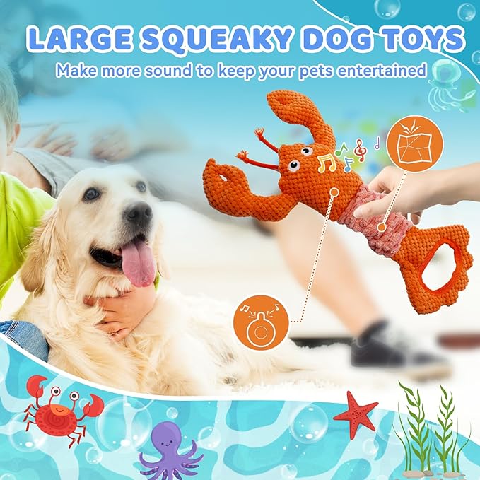 YZHDUXIU Tug of War Dog Toy, Squeaky Dog Toys Interactive Lobster Puppy Toys - Image 4