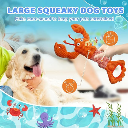 YZHDUXIU Tug of War Dog Toy, Squeaky Dog Toys Interactive Lobster Puppy Toys - Image 4