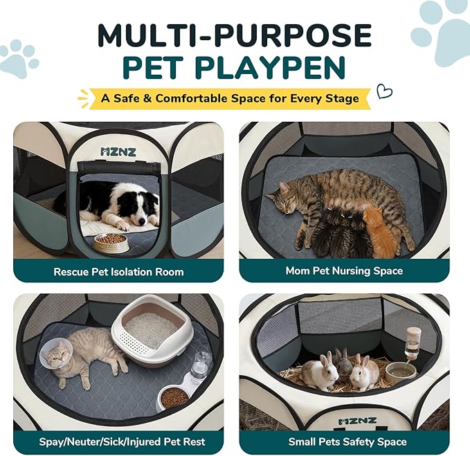 Dog Playpen with Pee Pad, Portable Puppy Pet Crate Indoors - Image 6