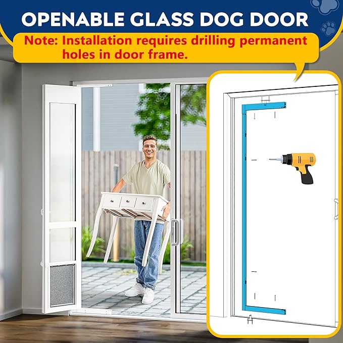 Large Dog Door for Sliding Glass Door, Openable Doggy Door for Sliding Glass - Image 3