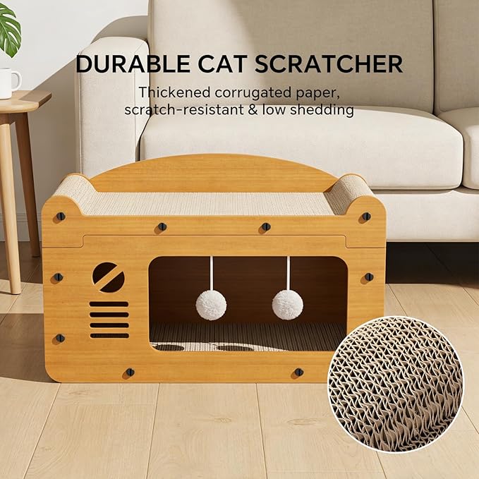Cat Scratcher House, 2-in-1 Cardboard Cat House - Image 5