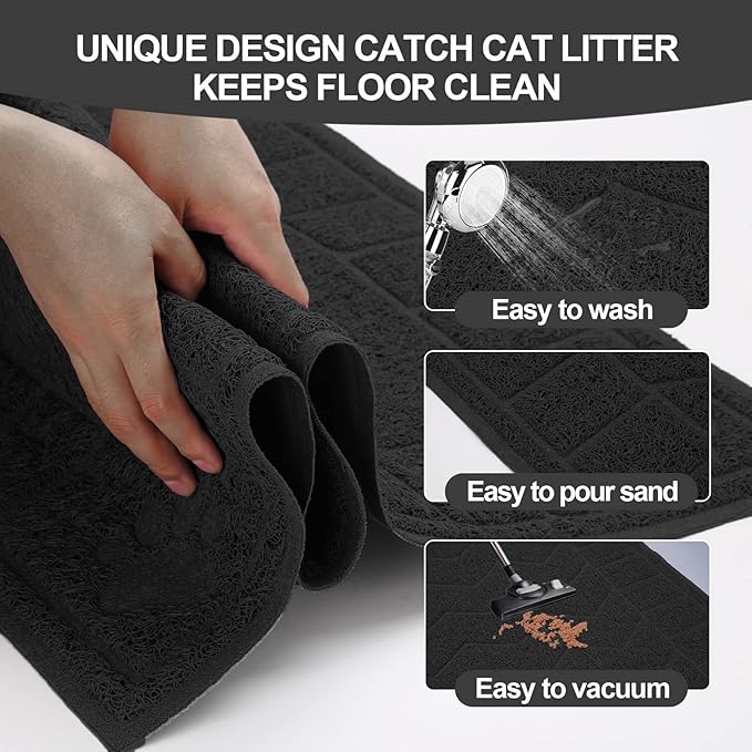 Cat Litter Mat, Litter Trapping Mat Soft on Kitty Paws, Waterproof, Easy Clean - Image 3