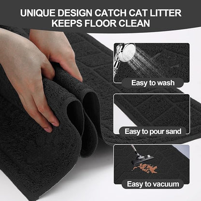 Cat Litter Mat, Litter Trapping Mat Soft on Kitty Paws, Waterproof, Easy Clean - Image 3