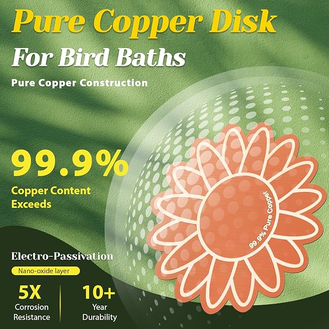 3Pcs Bird Bath Copper Purification Disk 99.99% Pure Copper Water Cleaning Discs - Image 3