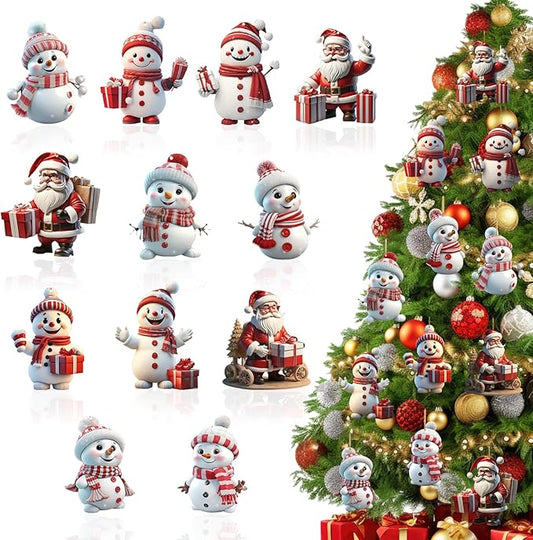 12 Pcs Christmas Tree Decorations Xmas Snowman Hanging Ornaments Cute Cartoon by NSSHEL