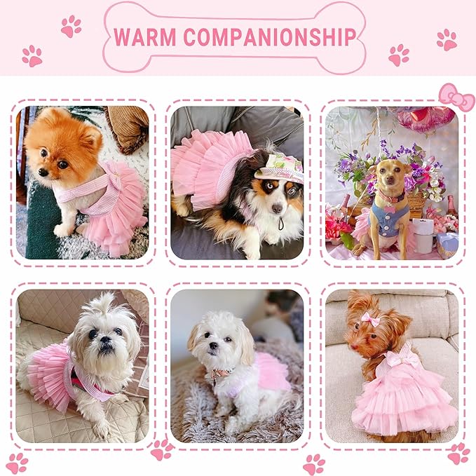 Dog Dresses, Fashion Pet Dog Clothes, Striped Mesh Puppy Dogs Princess Dresses - Image 4