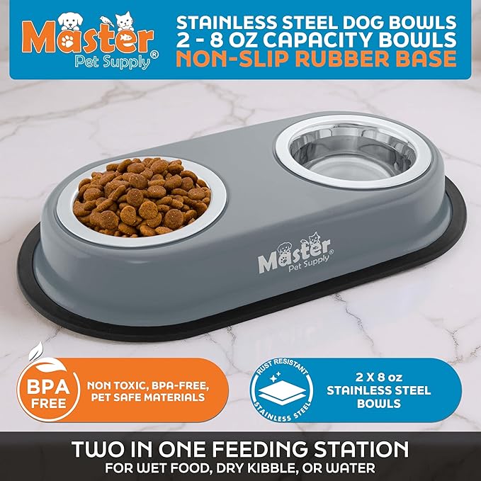 Master Pet Supply Double Dog Bowls Set - Image 2