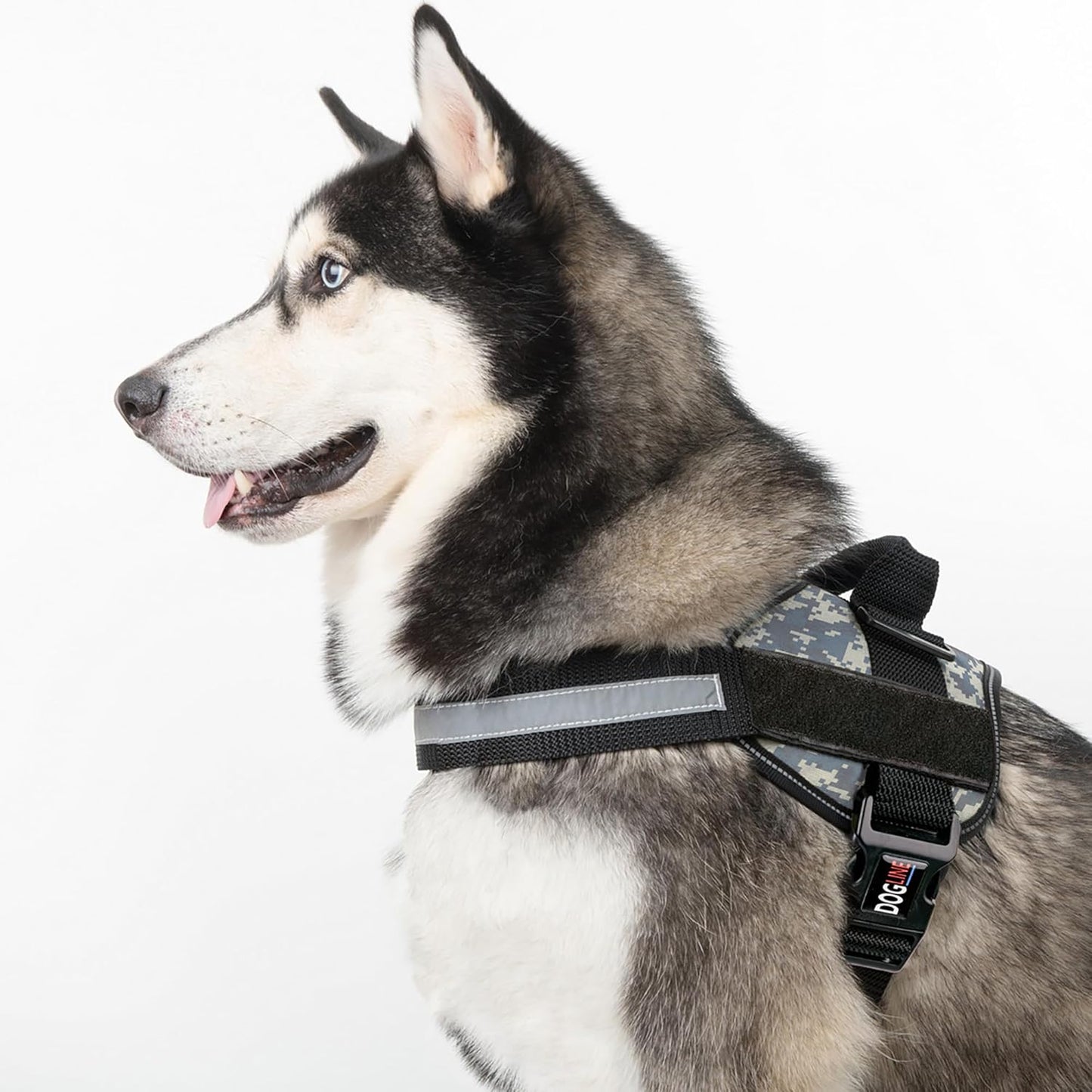 Dogline Dog Harness, Reflective No-Pull Adjustable Vest with Handle for Walking, Training, Breathable, No - Choke Harness for Small, Medium or Large Dogs Room for Patches Girth 33"-46" in Urban Camo