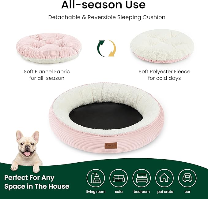 Love's cabin Round Donut Cat and Dog Cushion Bed, 30in Pet Bed - Image 3