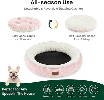 Love's cabin Round Donut Cat and Dog Cushion Bed, 30in Pet Bed - Image 3