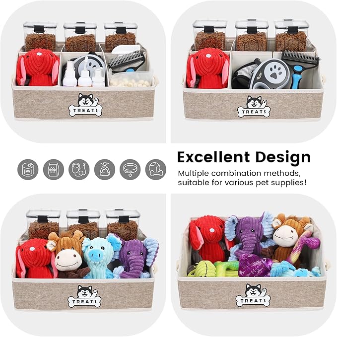 Dog Treat Container Basket for Countertop, Foldable Pet Toy Box for Living Room - Image 3