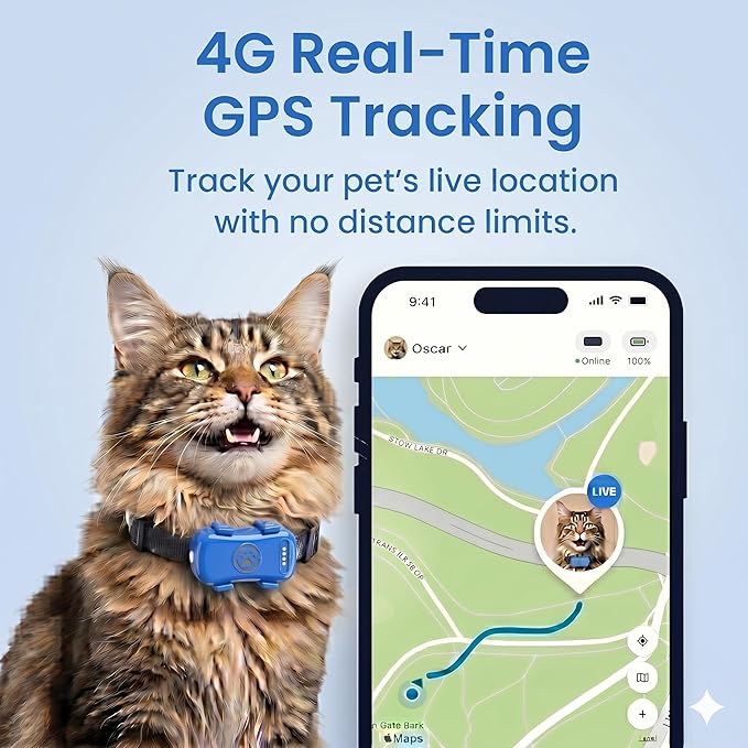 Smart GPS Pet Tracker for Cats and Dogs, 4G LTE Live Tracking, Virtual Fence - Image 2