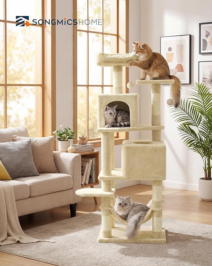 SONGMICS HOME Cat Tree for Indoor Cats, Hammock and Condo - Image 2