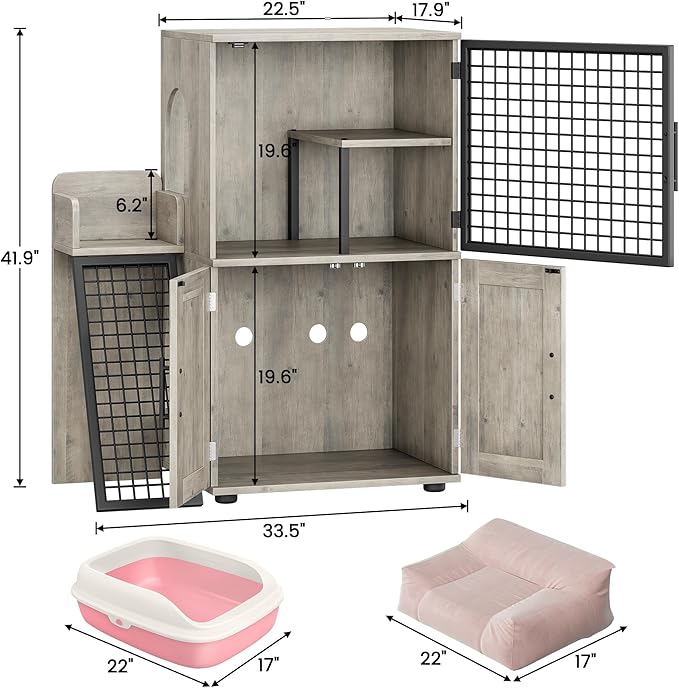 Garvee Dog Proof Cat Feeding Station, Cat Litter Box Enclosure Furniture - Image 6