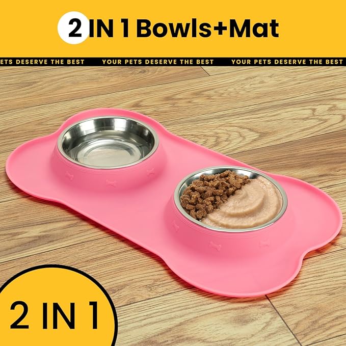 Conlun Dog Bowls with Silicone Feeding Mat, No Spill Food Water Dish Set - Image 8