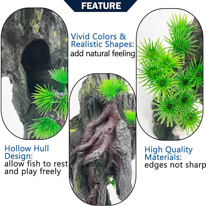 Tall Aquarium Mountain View Stone Decorations Aquarium Ornament Rock Cave - Image 4
