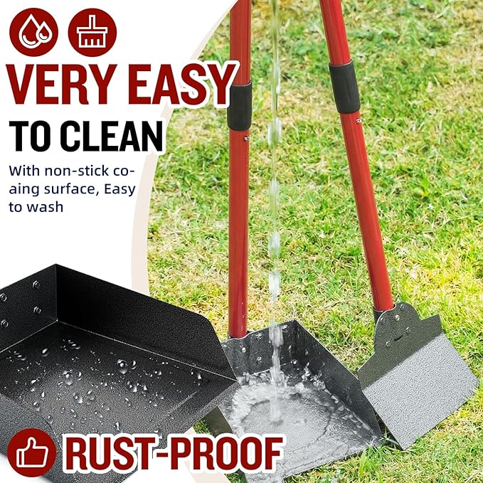 Pooper Scooper for Large Dogs, Adjustable Long Handle Metal Tray and Spade Poop - Image 5
