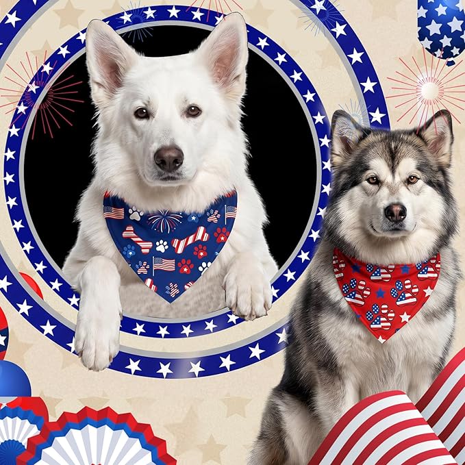 50 Pcs Patriotic Paw Print Dog Bandanas Bulk 4th of July Bandanas - Image 6