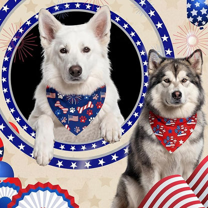 50 Pcs Patriotic Paw Print Dog Bandanas Bulk 4th of July Bandanas - Image 6