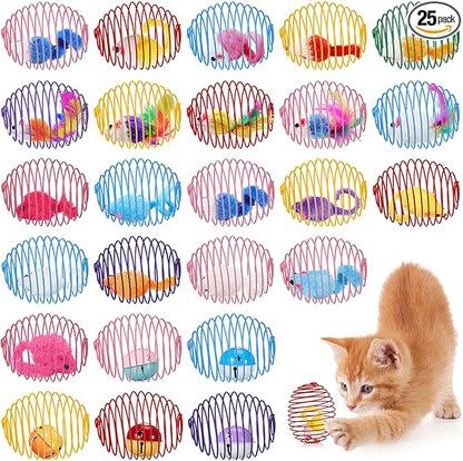 Jecery 25 Pcs Cat Spring Balls Toys Stretchable Rolling Balls Colorful Playful by Jecery