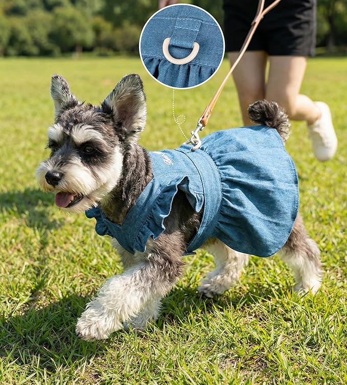Denim Cat Dog Dress Clothes for Small Dogs - Image 3