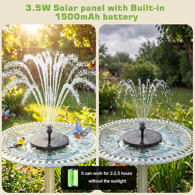 AISITIN Solar Fountain with 3.5 W Solar Panel, Solar Fountain - Image 3